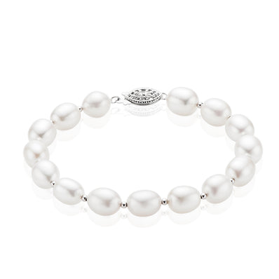 Sterling Silver 8-9mm Freshwater Pearl Bracelet