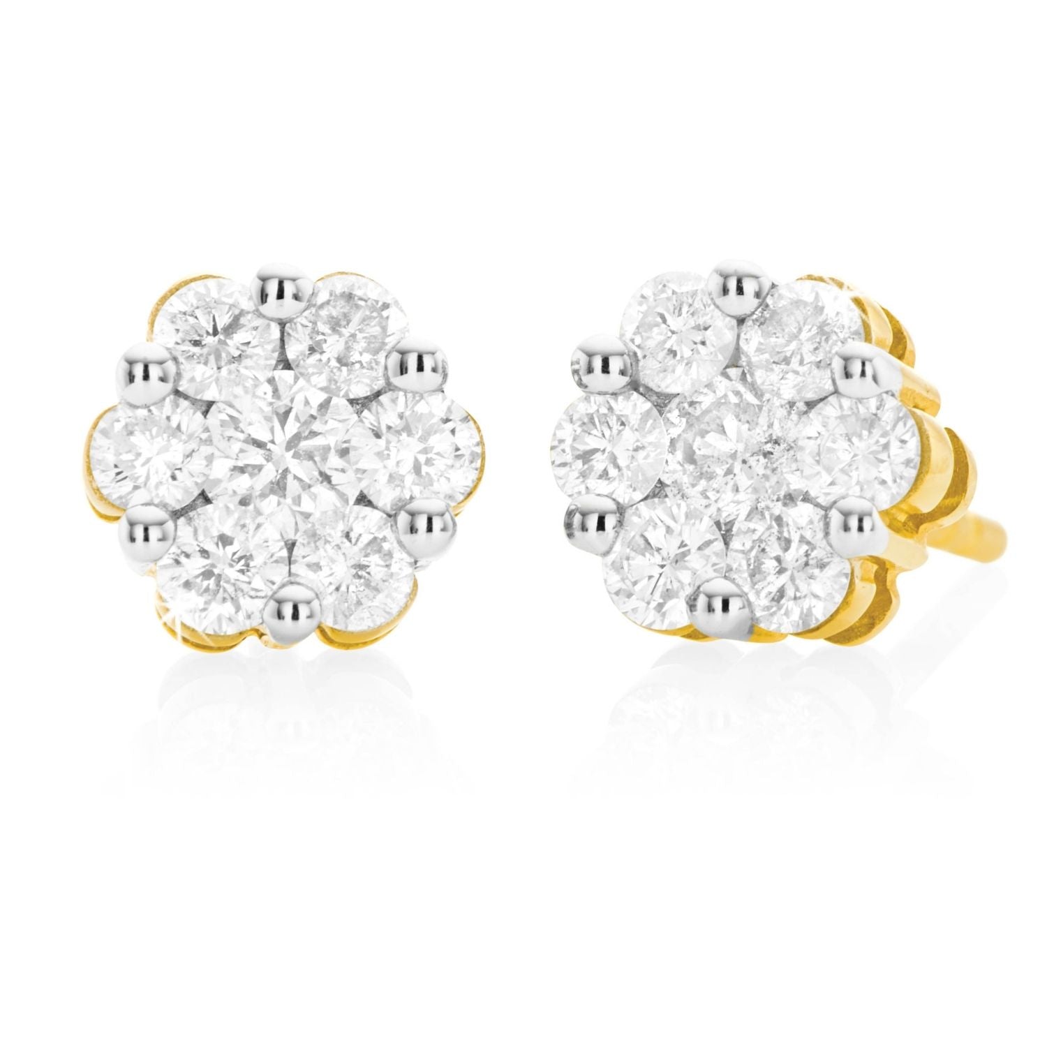 9ct Yellow Gold Cluster Diamond Earrings – Zamels