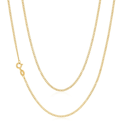 Gold chain necklace on a white background