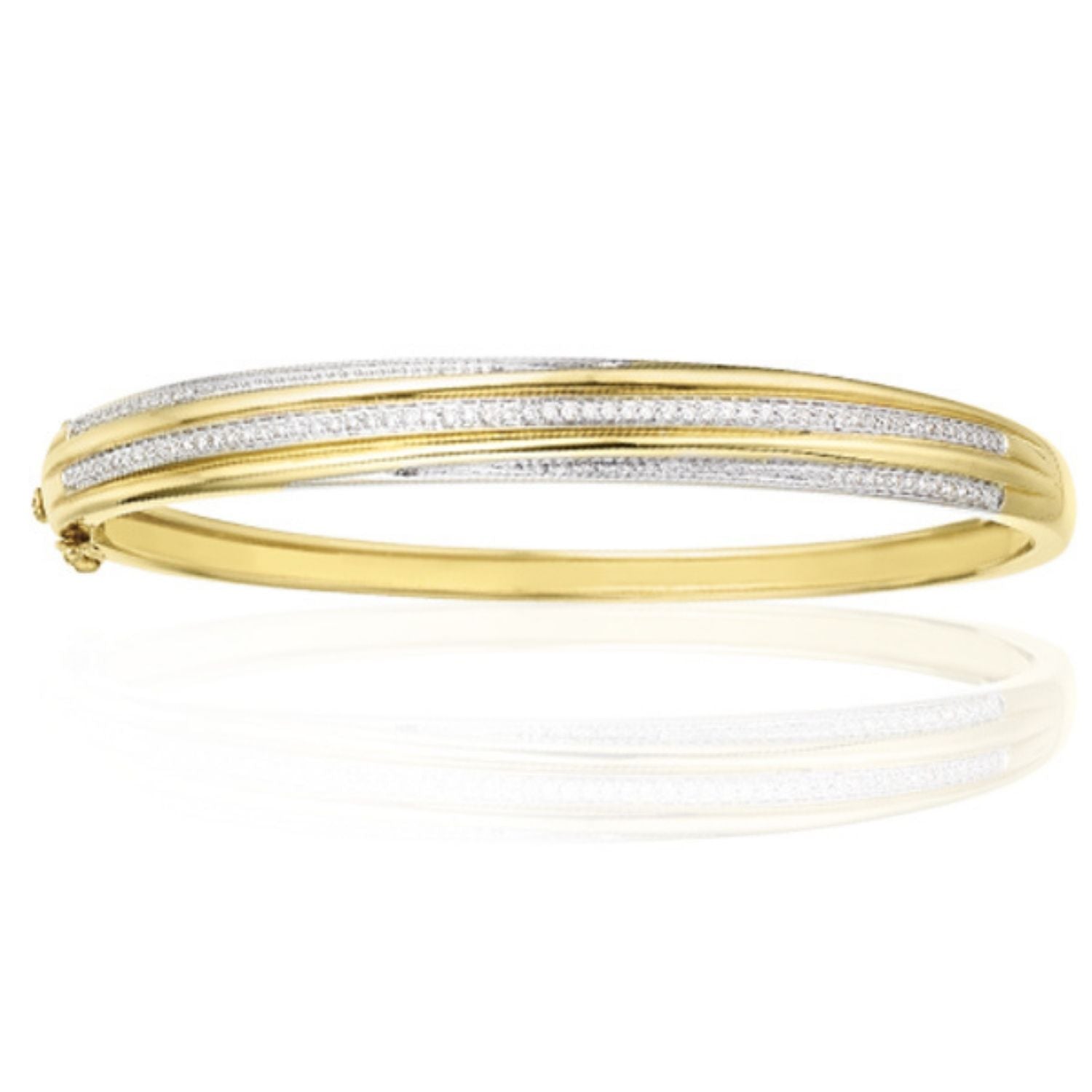 9ct Yellow Gold Round Cut 0.33 Carat tw Diamond Bangle Zamels