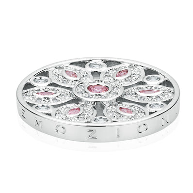 Emozioni Sterling Silver Plated Pink Cubic Zirconia 25mm Coin