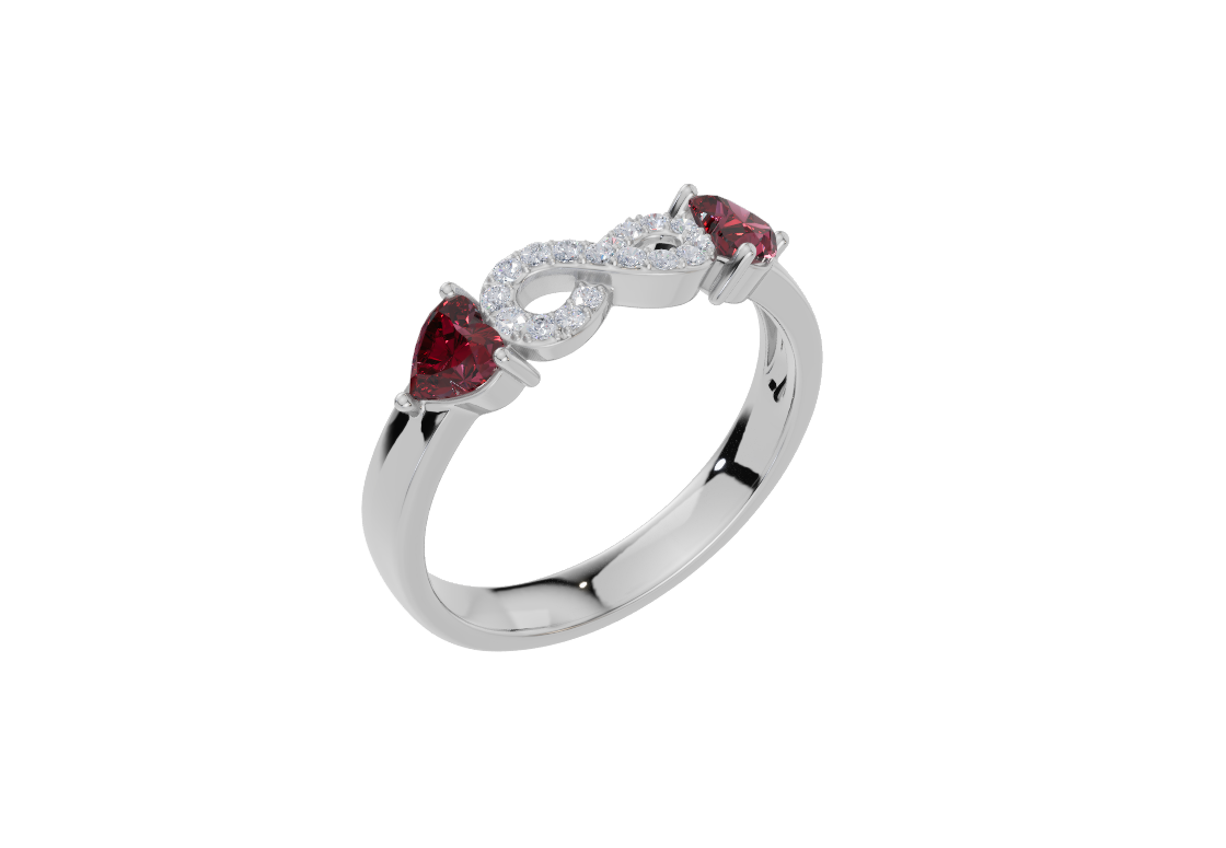 Personalised 2 Heart Birthstones Cubic Zirconia Infinity Ring