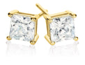 HUSH 9ct Yellow Gold Princess Cut with 1 CARAT tw of Diamond Simulants Stud Earrings