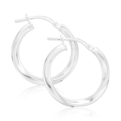 Sterling Silver15x2.5 mm Twist  Hoop Earrings
