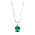 Sterling Silver Cushion 6x6mm Green Cubic Zirconia Pendant