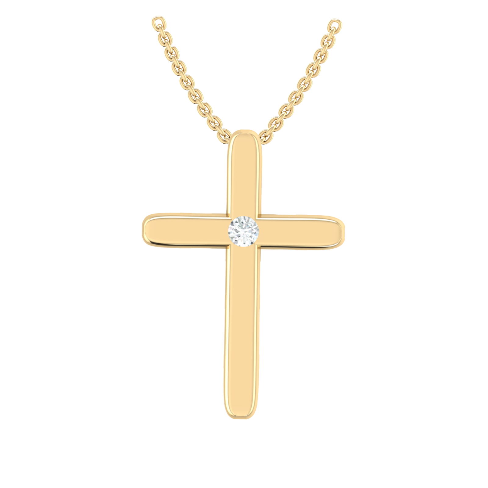 Celebration 9ct Yellow Gold Round Cut 0.14 Carat tw Lab Grown Diamond Cross Pendant