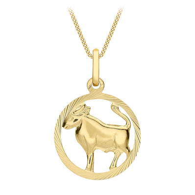 9ct Yellow Gold Taurus Zodiac Pendant