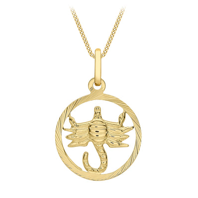 9ct Yellow Gold Scorpio Zodiac Pendant