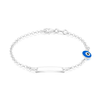 Sterling Silver 16cm Children's Evil Eye Enamel Bracelet