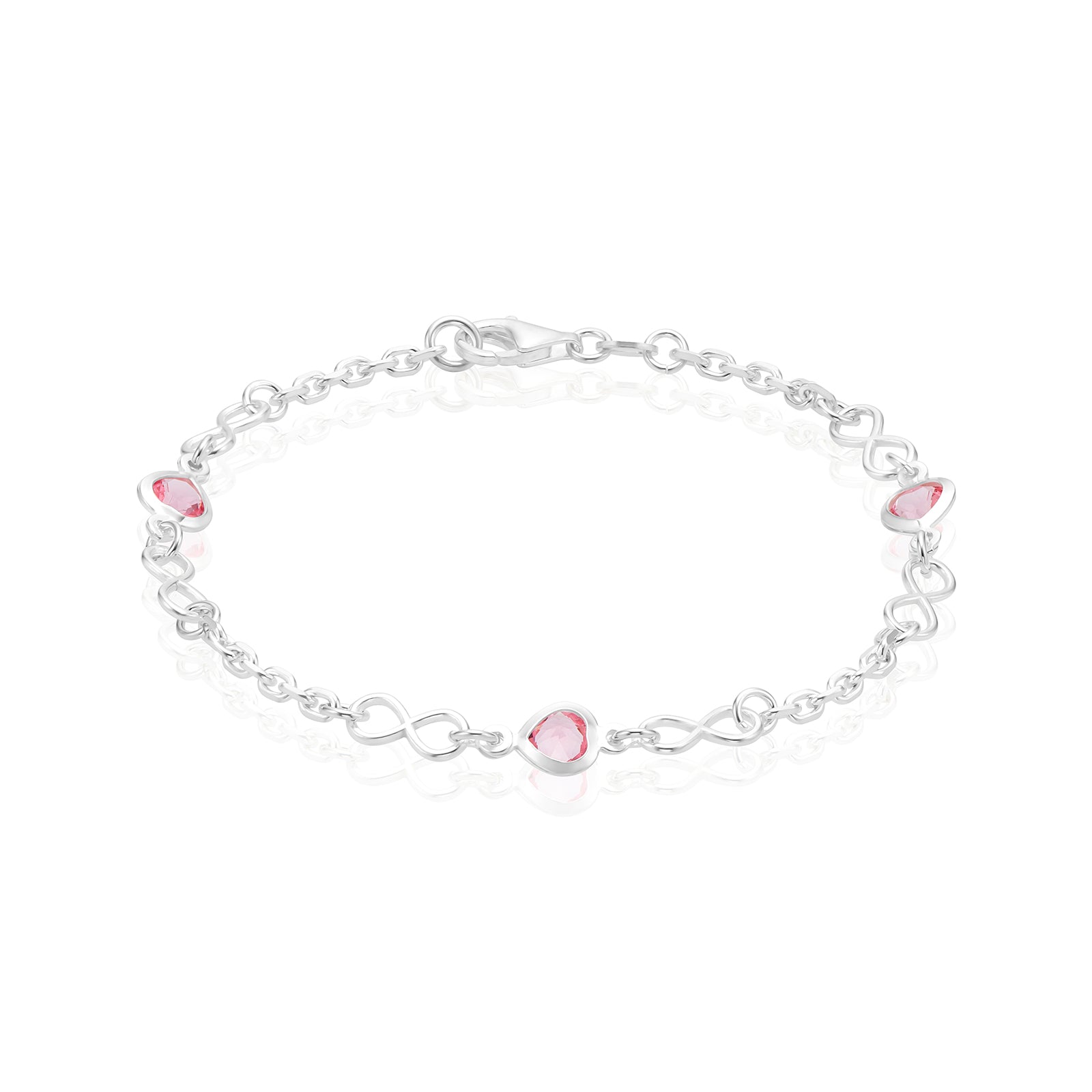 Voroco Infinity 925 Sterling Silver Charm Bead – Pink CZ For Bracelets