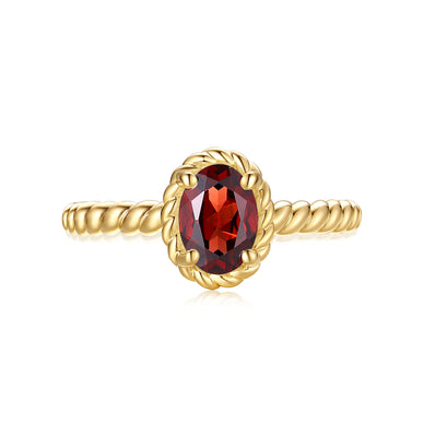 9ct Yellow Gold Oval 7x5mm Garnet January Ring