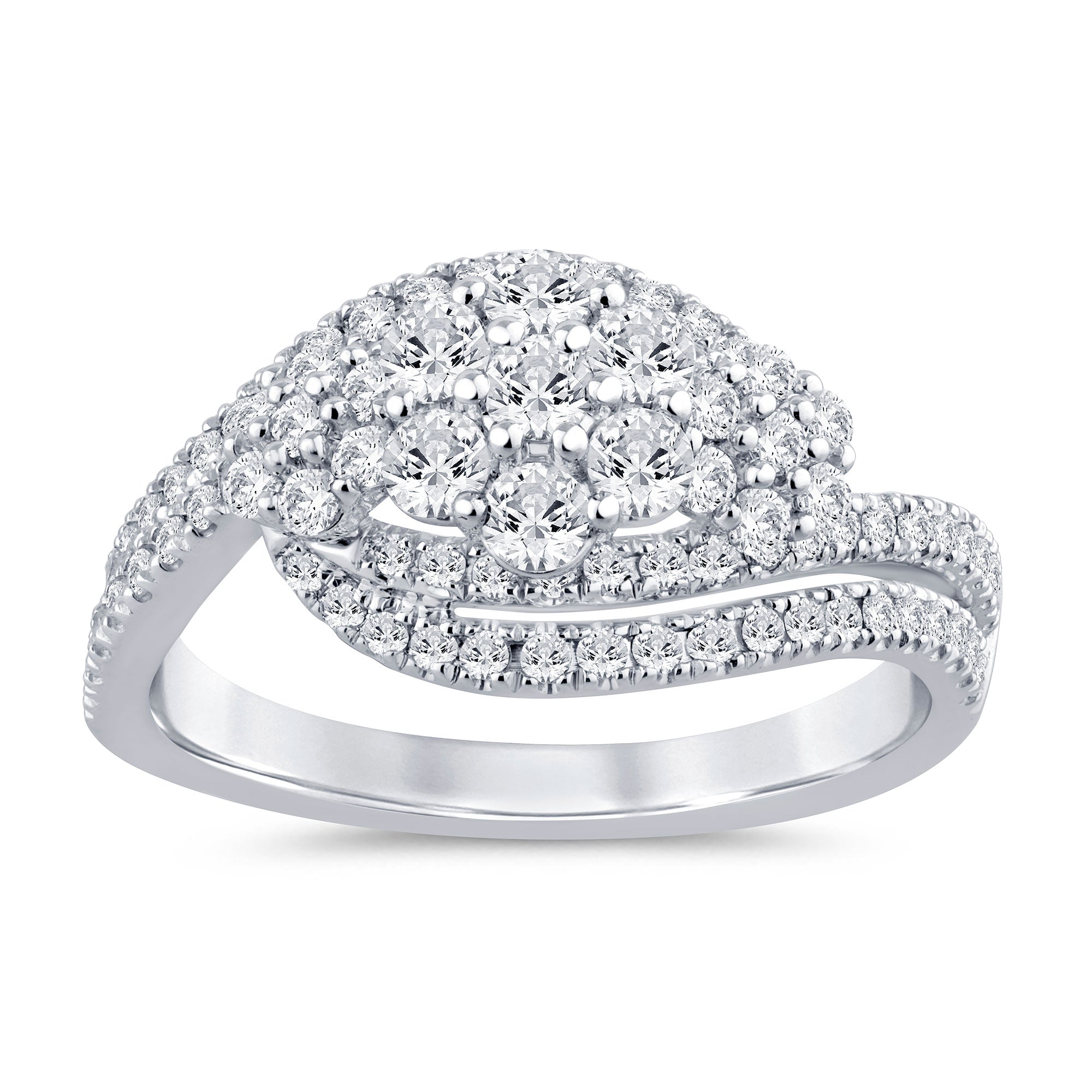 9ct White Gold Round Brilliant Cut 1.00 Carat tw Diamond Dress Ring 9ct White Gold Round Brilliant Cut 1.00 Carat tw Diamond Dress Ring