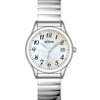 Eclipse Stainless Steel Round Dial Silver Band Watch