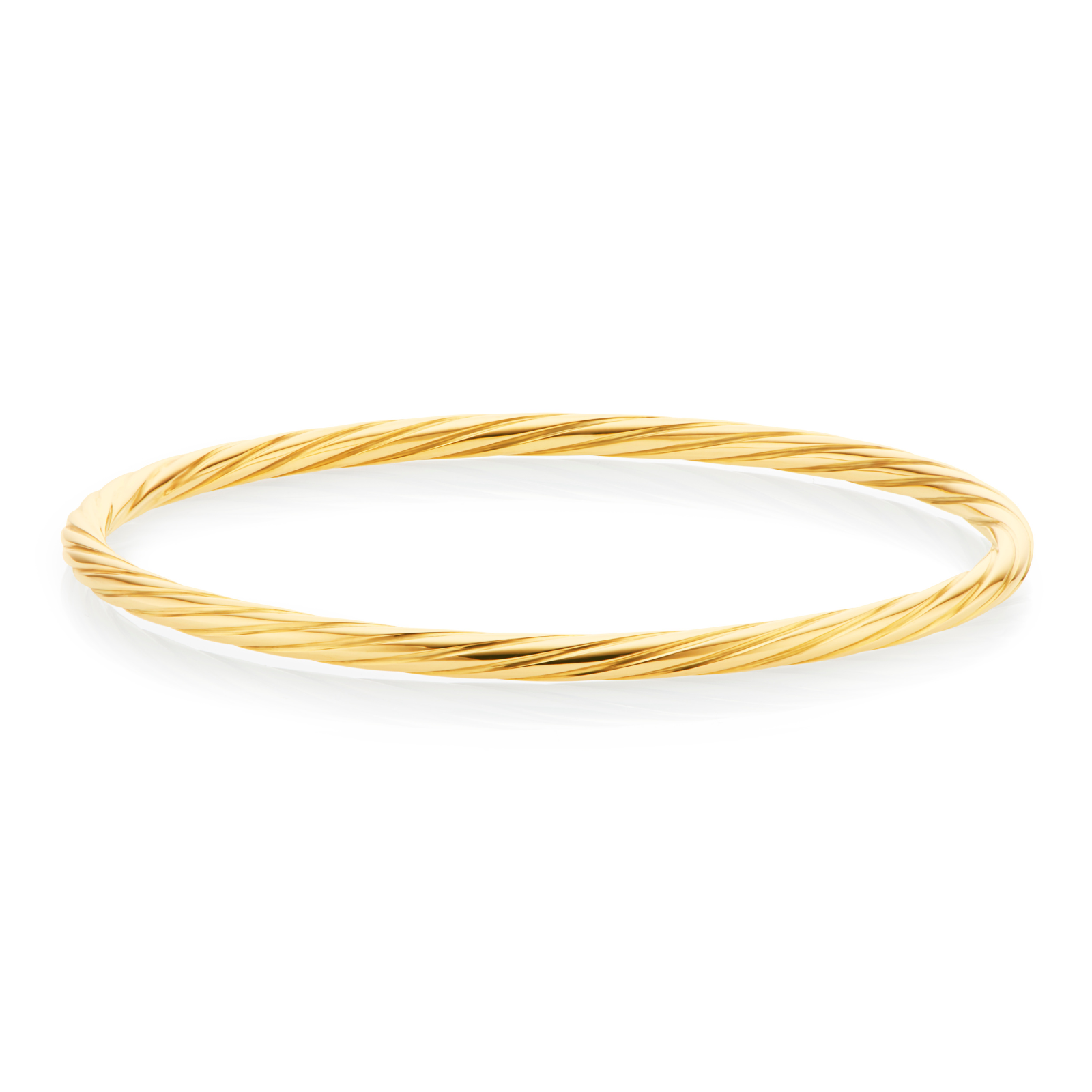 9ct Yellow Gold 63x3mm Solid Twist Bangle