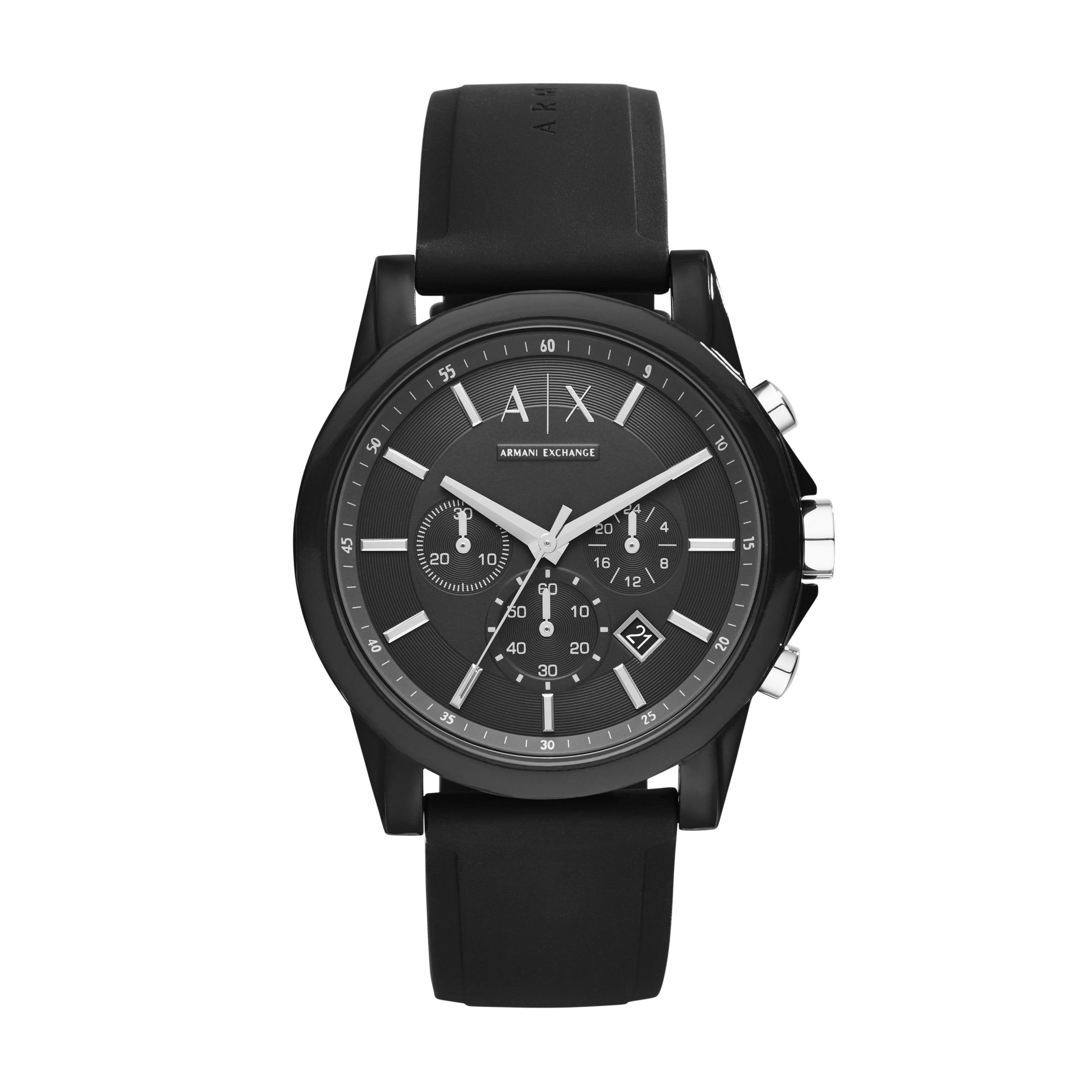 Armani Exchange Chronograph Black Silicone Watch AX1326