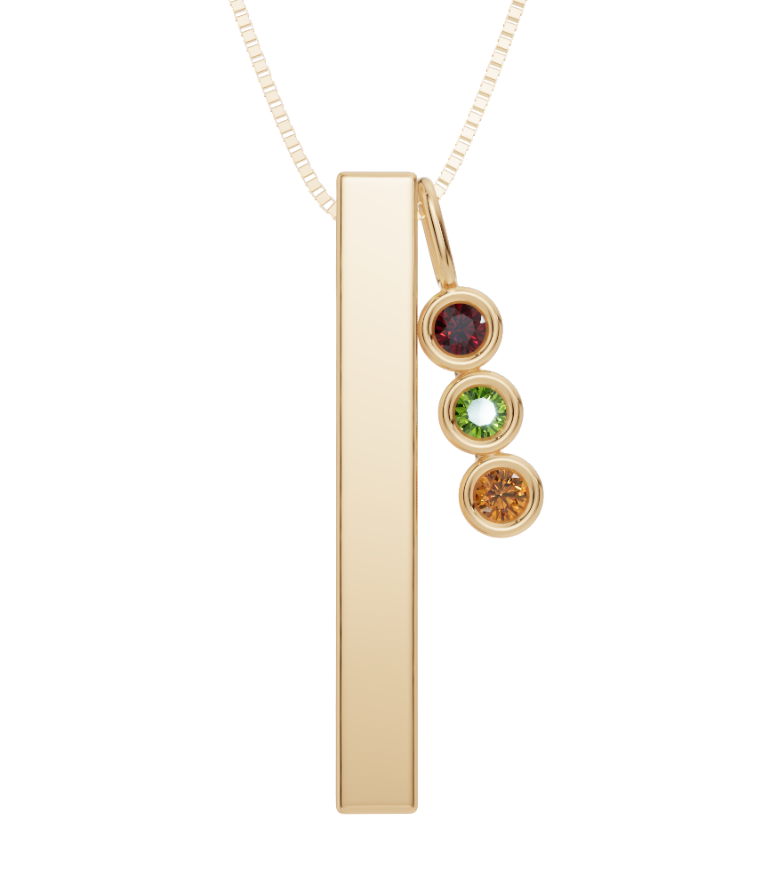 Personalised 3 Birthstones Bar Pendant Set