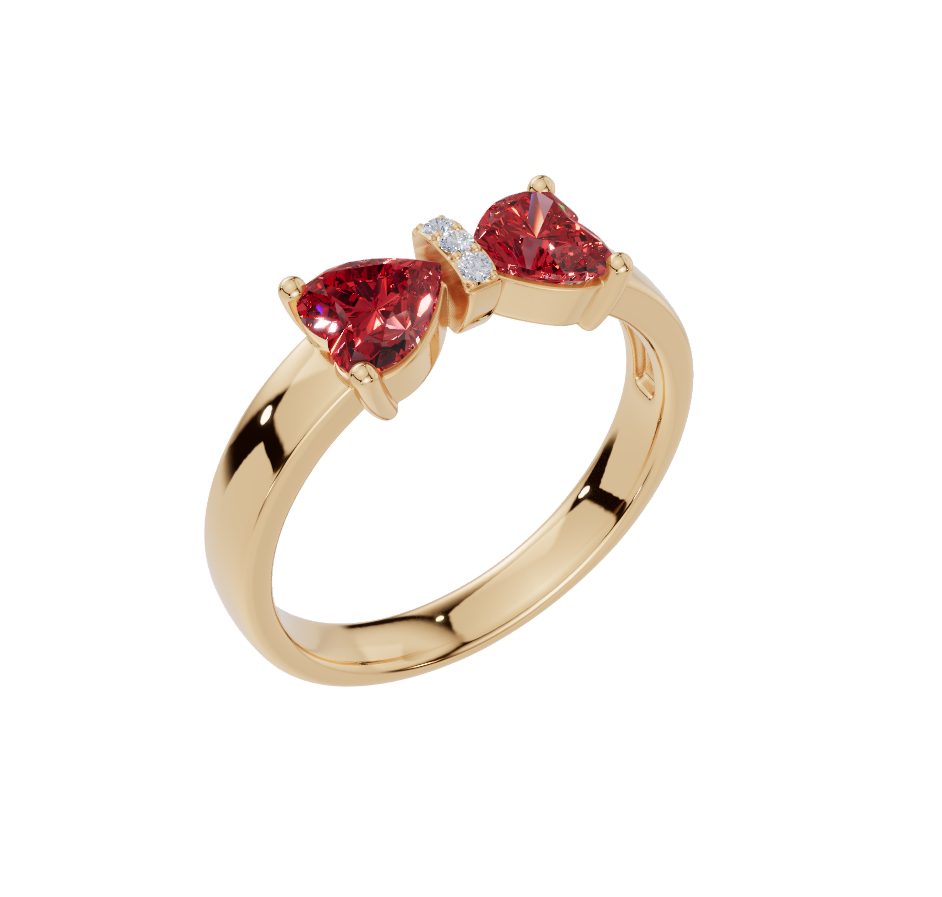 Personalised 2 Heart Birthstones Cubic Zirconia Ring