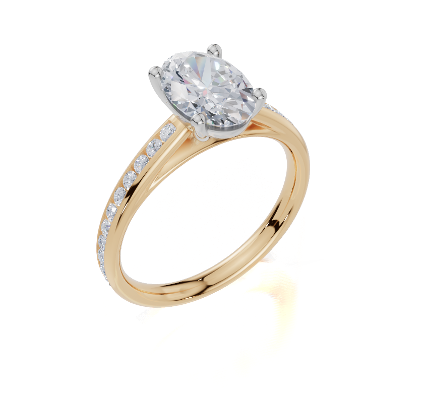 9ct Yellow Gold Oval Cut 1.82 Carat tw of Lab-Grown Diamonds Ring