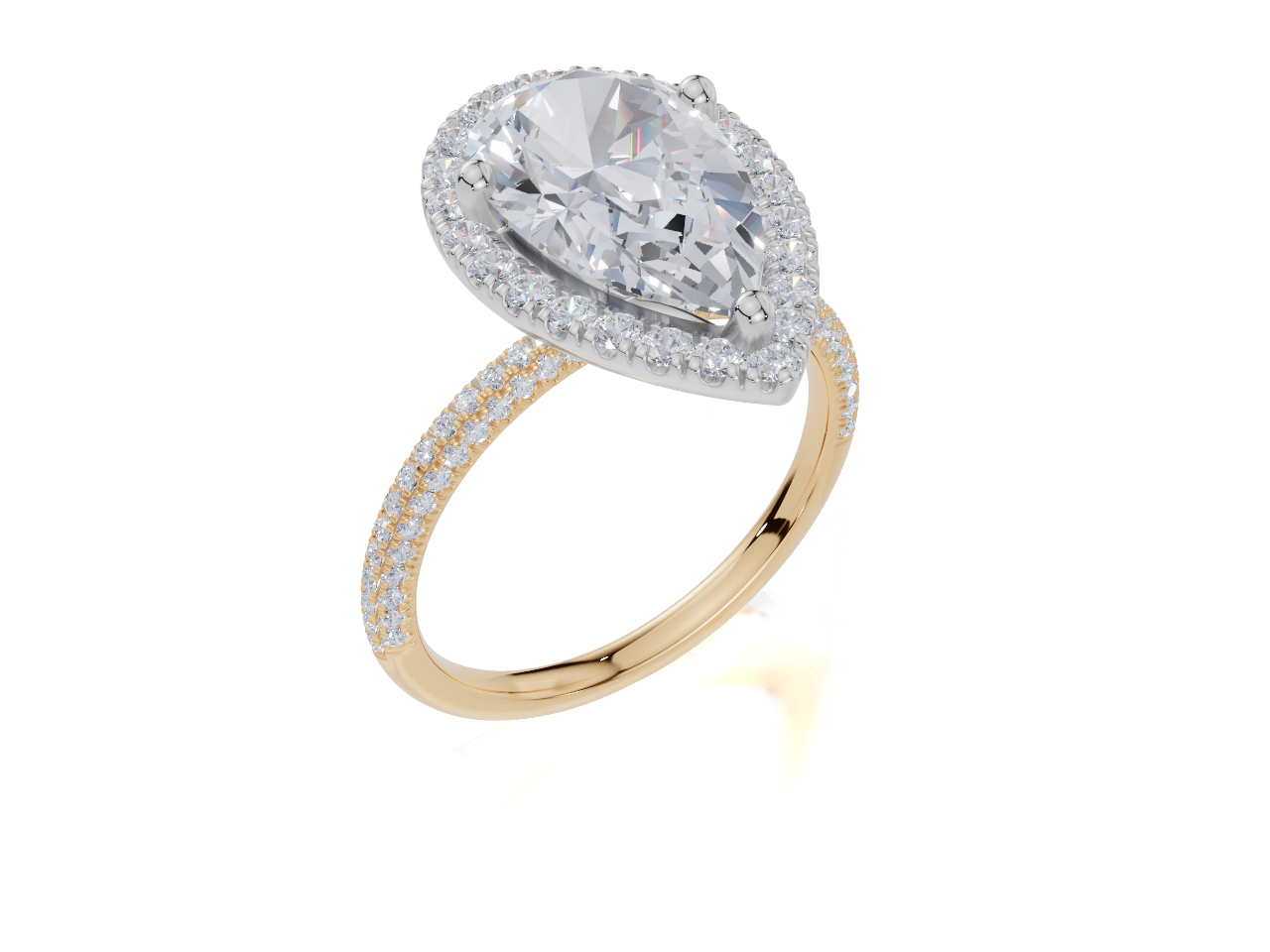 18ct Yellow Gold Pear Cut 3.62 Carat tw of Lab-Grown Diamonds Ring