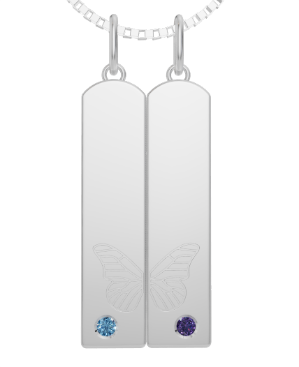 Personalised 2 Birthstones Pendants Set