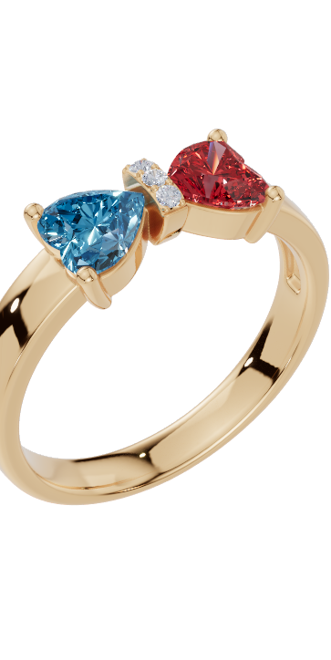 Personalised 2 Heart Birthstones Cubic Zirconia Ring