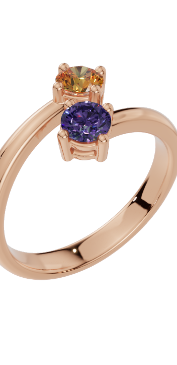 Personalised 2 Birthstones Ring
