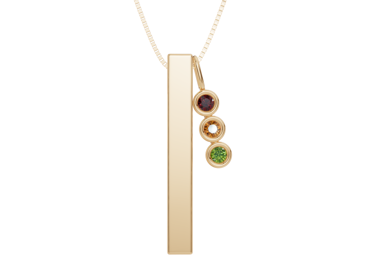 Personalised 3 Birthstones Bar Pendant Set