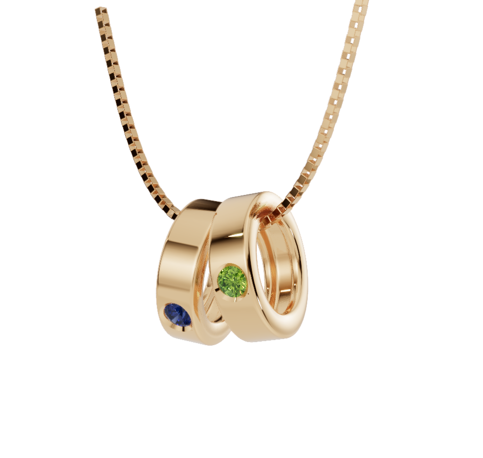 Personalised 2 Birthstones Ring Pendant Set