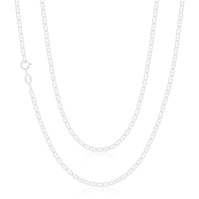 Sterling Silver 50cm Anchor Bevel Chain Necklace