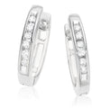 9ct White Gold Round Brilliant Cut with 0.10 CARAT tw of Diamonds Huggie Earrings