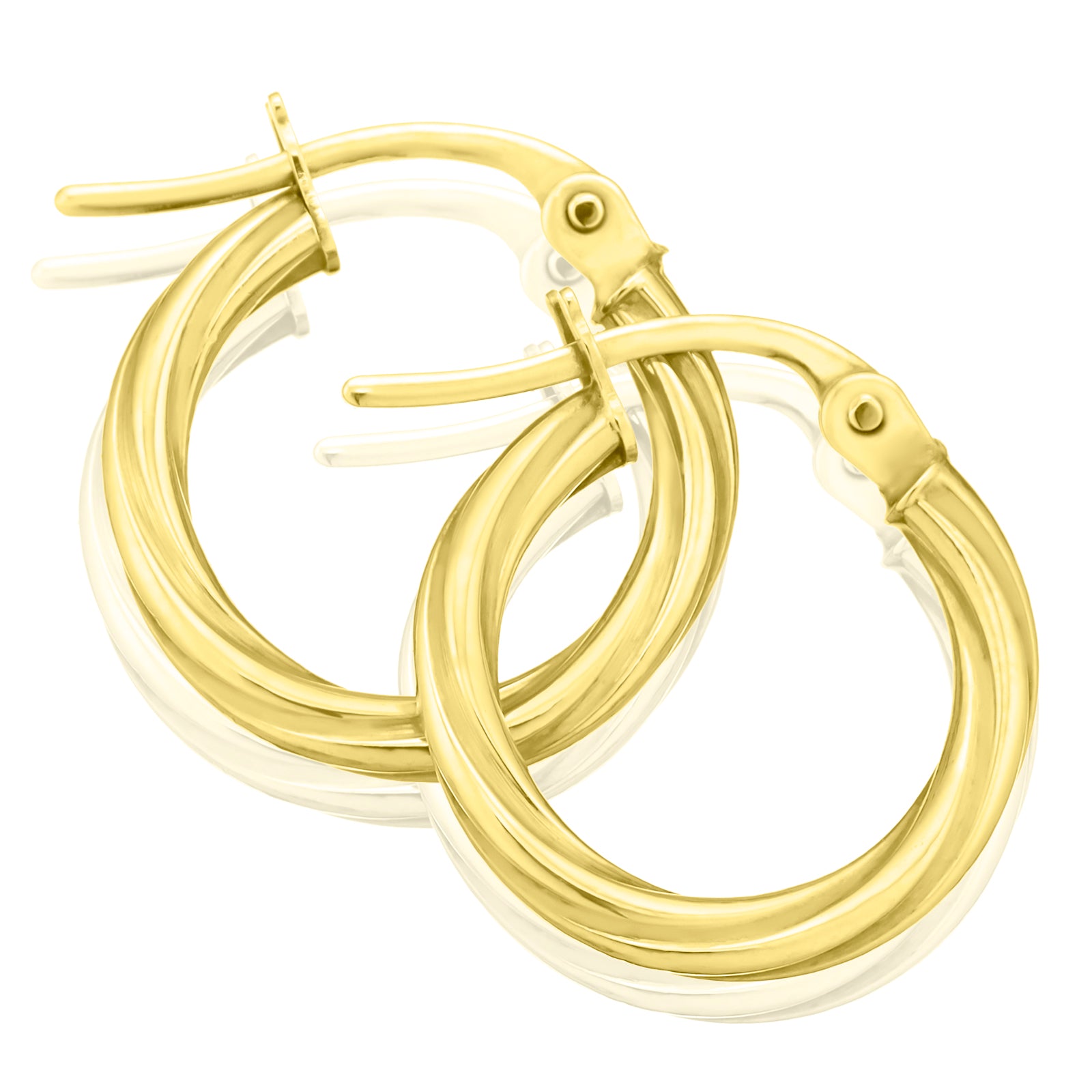 9ct Yellow Gold 10mm Twist Hoop Earrings