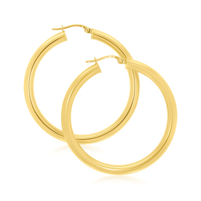 9ct Yellow Gold 32x3mm Polished  Hoop Earrings