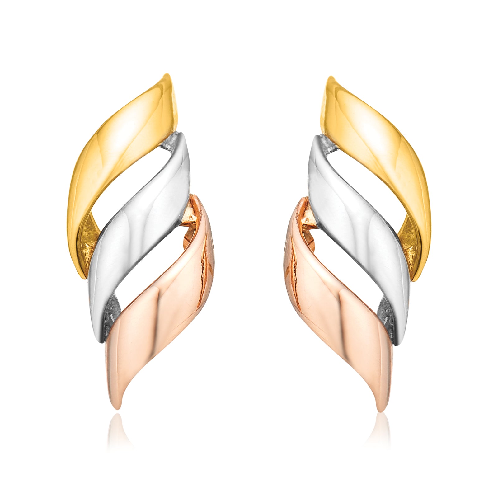 9ct Two Tone GoldWave Pattern Stud Earrings