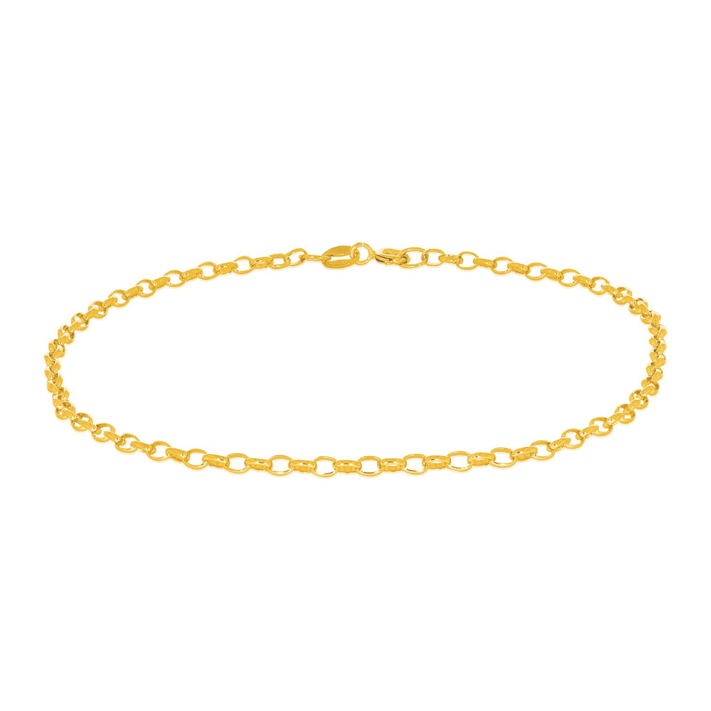 9ct Yellow Gold 25 cm Oval Belcher Anklet