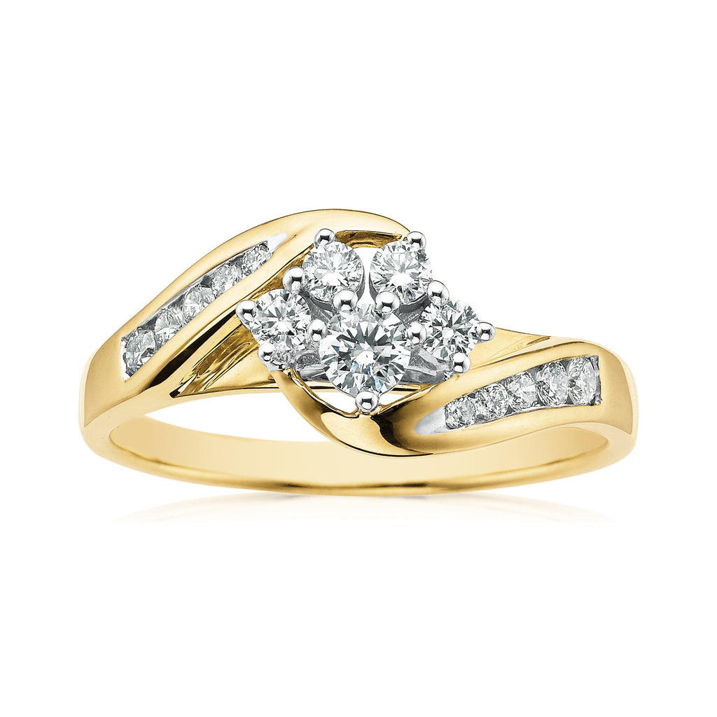 18ct Two Tone Gold Round Brilliant Cut with 1/2 CARAT tw of Diamonds Ring