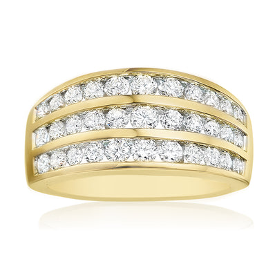 9ct Yellow Gold Round Brilliant Cut with 1 1/2 CARAT tw of Diamonds Ring