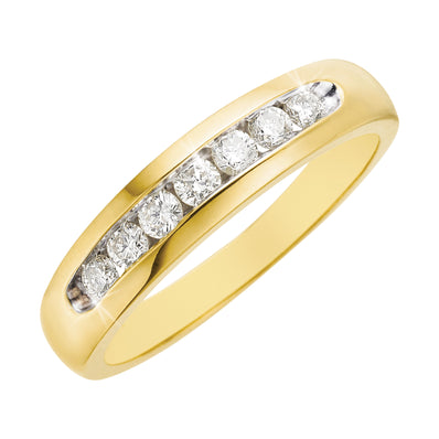 9ct Yellow Gold Round Brilliant Cut with 1/2 CARAT tw of Diamonds  Mens Ring