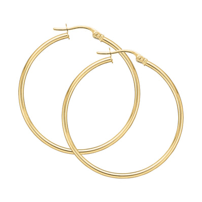 9ct Yellow Gold 30x1.5mm Polished  Hoop Earrings