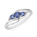 Sterling Silver Round Brilliant Cut Created Sapphire Ring