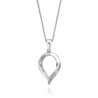 Sterling Silver Diamond Set Drop Pendant