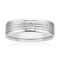 Sterling Silver Diamond Set Grid Pattern Mens Ring