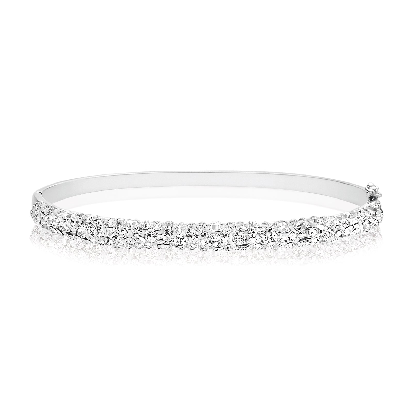 Eclipse Sterling Silver Bangle Made with Austrian Crystal Bangle