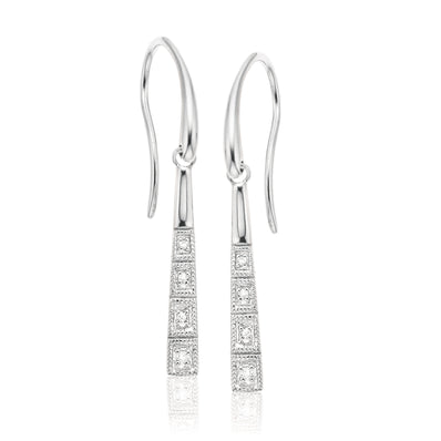 Sterling Silver Diamond Set Drop Earrings