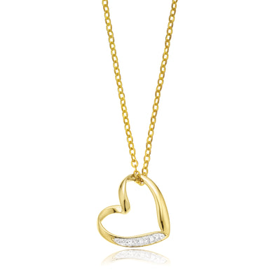 9ct Yellow Gold & Diamond Set Heart Pendant