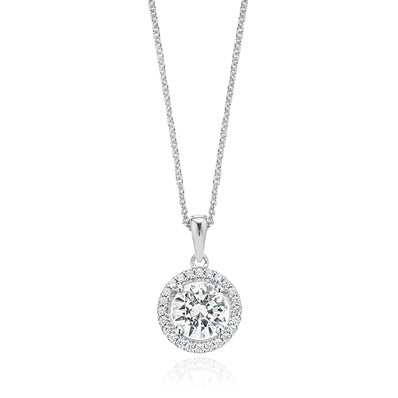 KISS Sterling Silver Round Cubic Zirconia Made with Swarovski elements Pendant