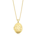 9ct Yellow Gold 21mm Flower Engraved Oval Locket