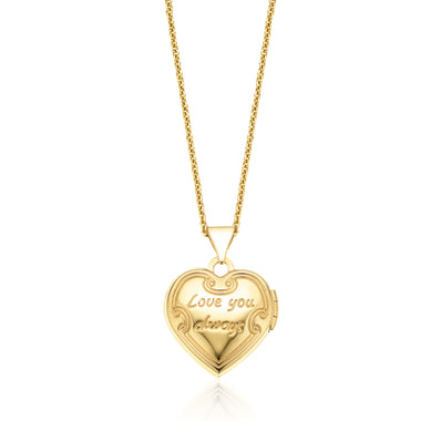 9ct Yellow Gold 15mm I Love You Always Heart Locket