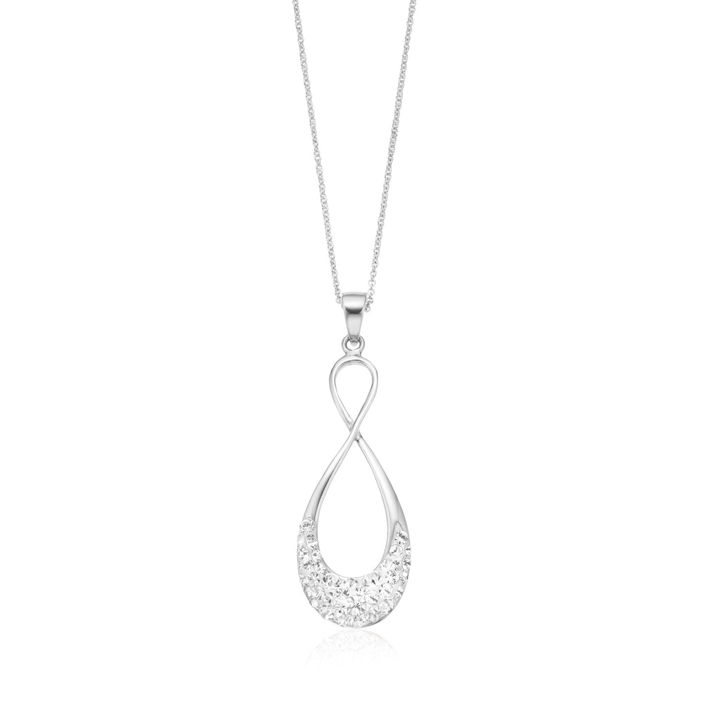 Eclipse Sterling Silver Infinity Necklace Made with Austrian Crystals Pendant
