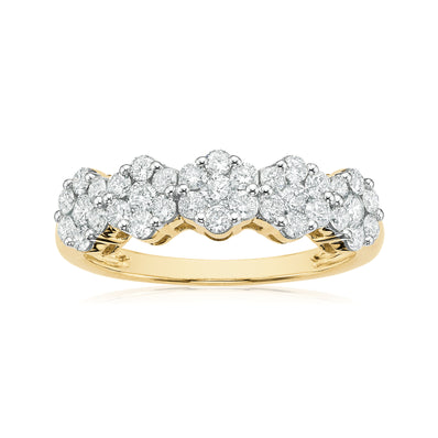 9ct Yellow Gold Round Brilliant Cut with 1 CARAT tw of Diamonds Ring