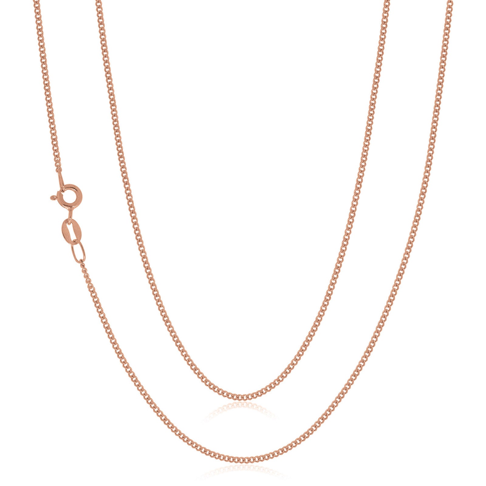 9ct Rose Gold 50cm Diamond Cut Curb Chain - Main Image
